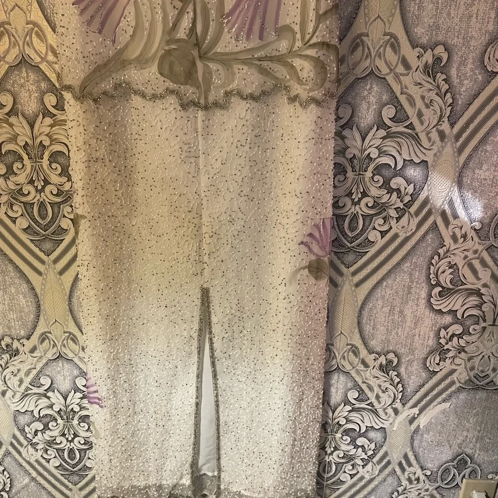 Laurence Kazar Ivory Beaded  Size 8. Full length. dress. New VINTAGE - Picture 10 of 16